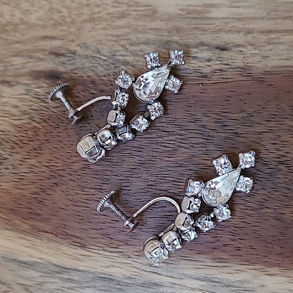 Vintage Crystal Non Pierced Earrings